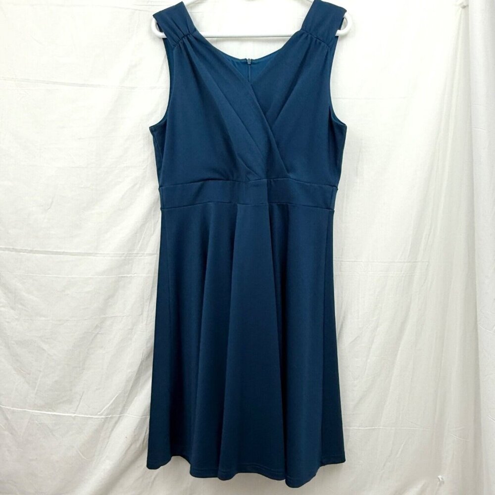 Knee Length Sleeveless Dress Women XL Blue Grace Karin